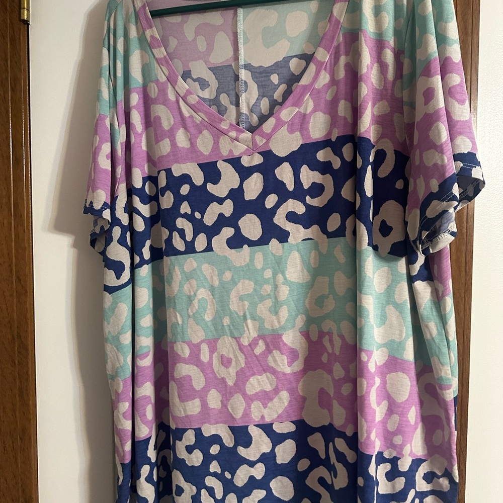 Multicolor Leopard Print V-Neck Blouse
